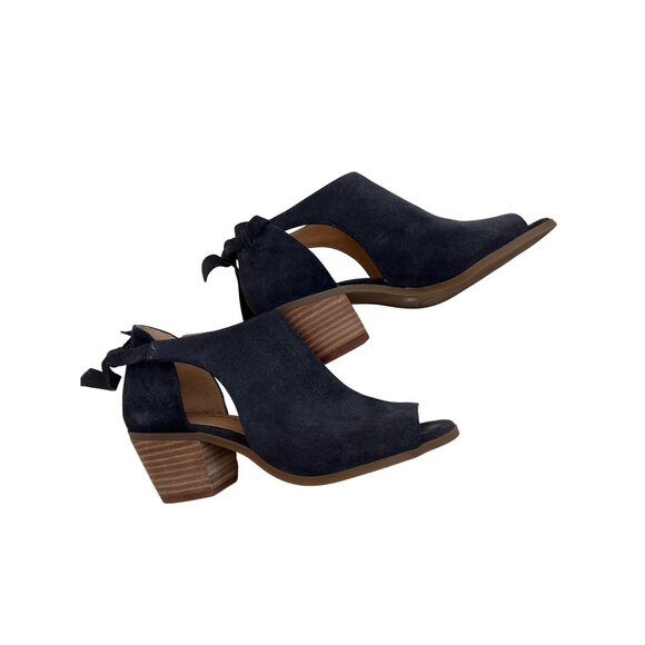 Lucky Brand Betsee Moroccan Blue Suede Tie Back Booties - Picture 5 of 5